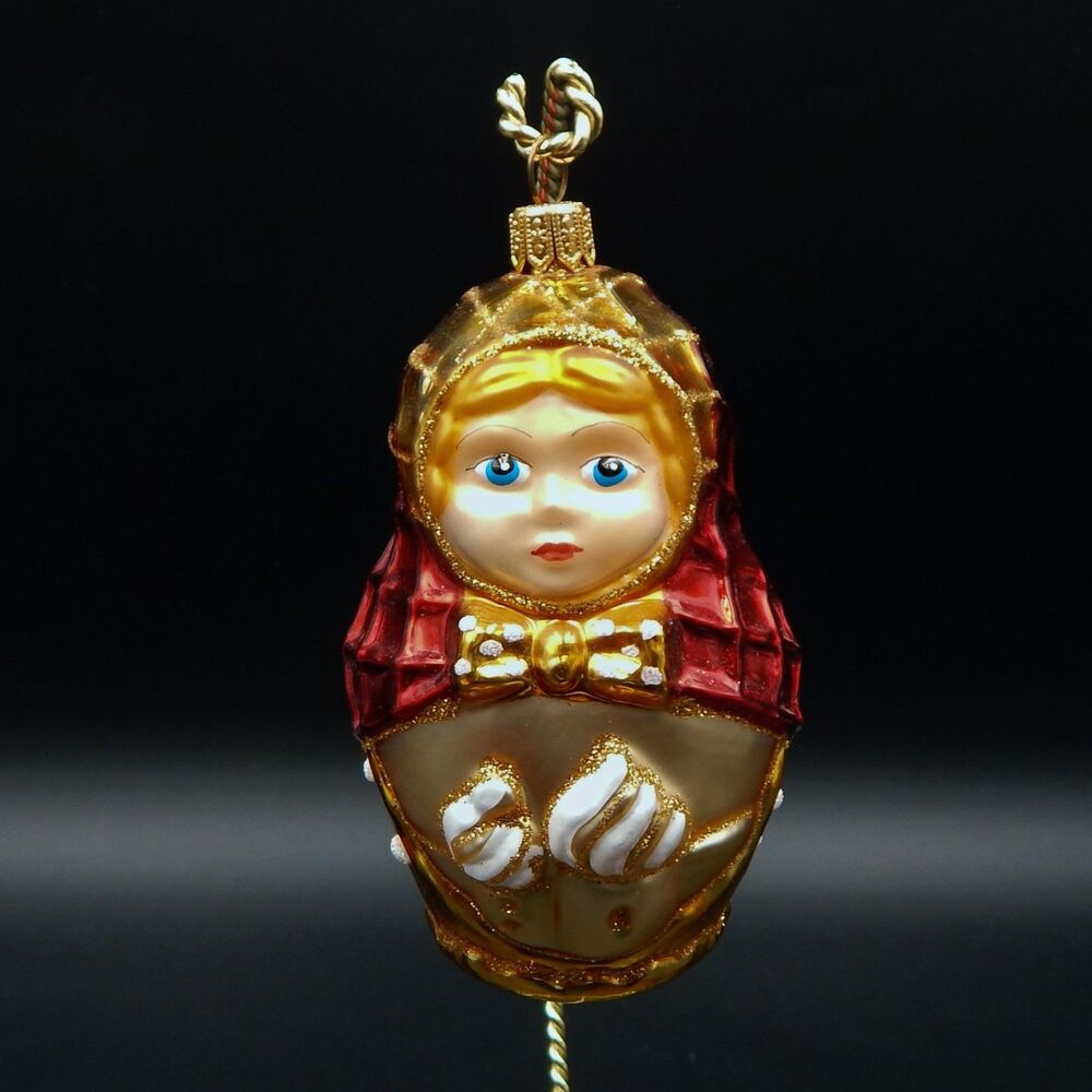 Blown Glass Matryoshka Doll Ornament Poland Handmade Nesting